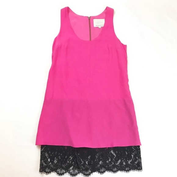 Pink Silk & Lace Madison Marcus Shift Dress - Picture 1 of 16